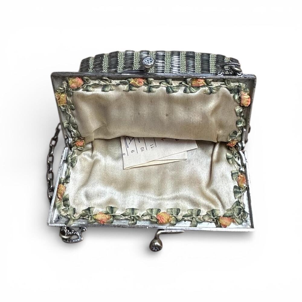 Vintage 1930s Art Deco Bugle Bead Evening Bag | Silver Tone Frame - Picture 3 of 12